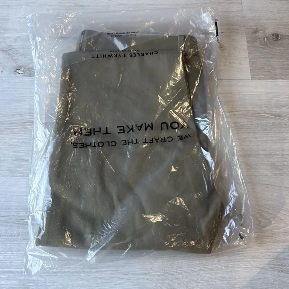 Charles‎ TYRWHITT extra slim fit Ultimate Non-Iron Chinos Olive Green 34x30 Nwt